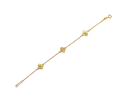 Silver gold 3 clover bracelet