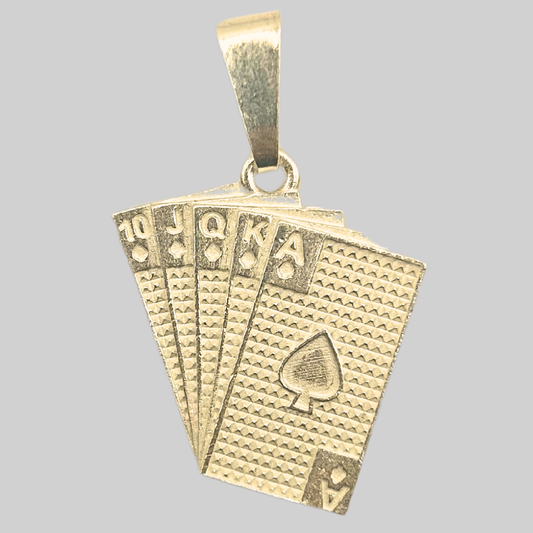 Silver gold colored playing cards pendant