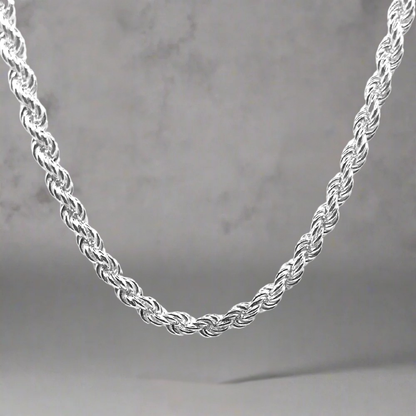 Chaîne corde argentée 5MM