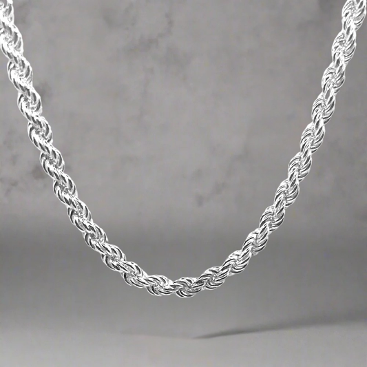 Chaîne corde argentée 5MM