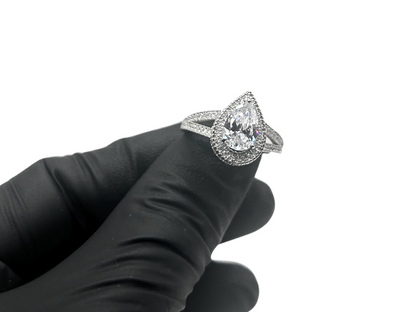 ovale iced out ring - 925 zilver -