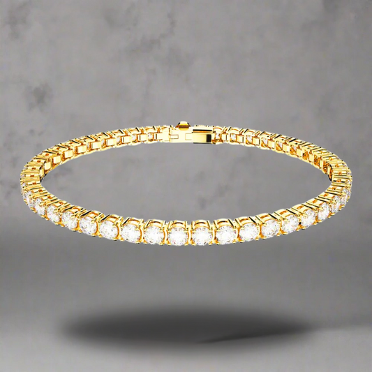 3 MM goldpated tennis armband - 925 zilver -