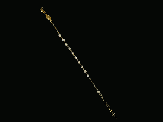 Zilveren gouden kruis armband met iced out kralen IX