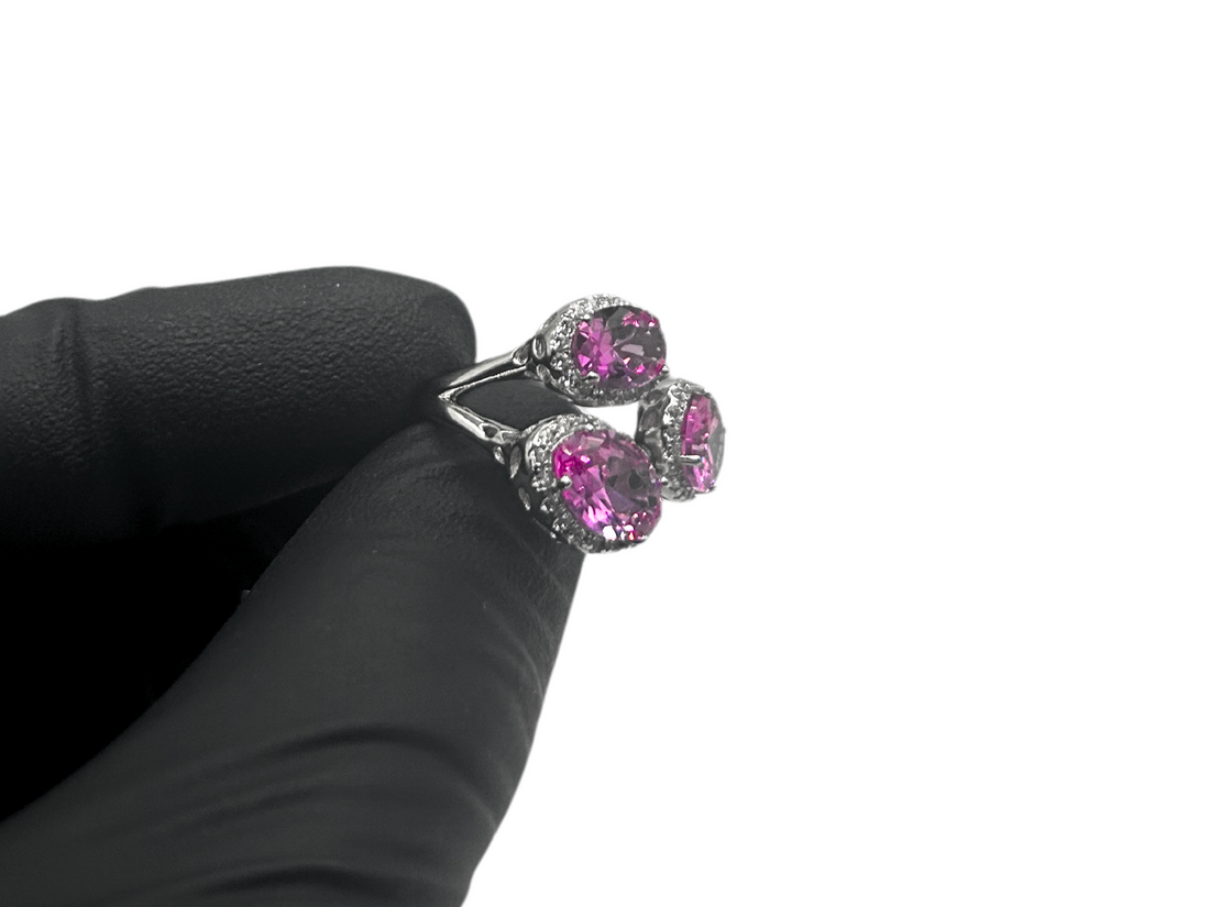 Roze ovale ring - 925 zilver -