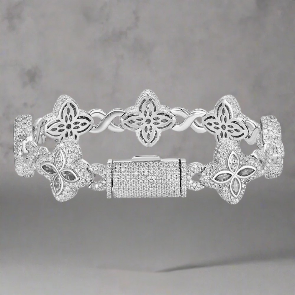 ICED OUT 'CLOVER BRACELET XII - 925 SILVER -