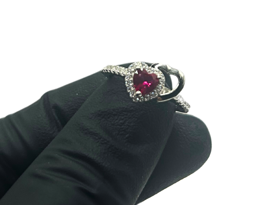 Zilveren rode hartjes ring - 925 zilver -
