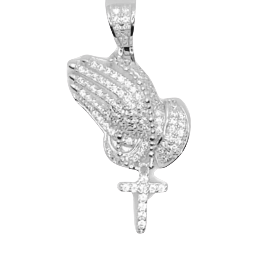 Zilveren biddende handen hanger - 925 zilver -