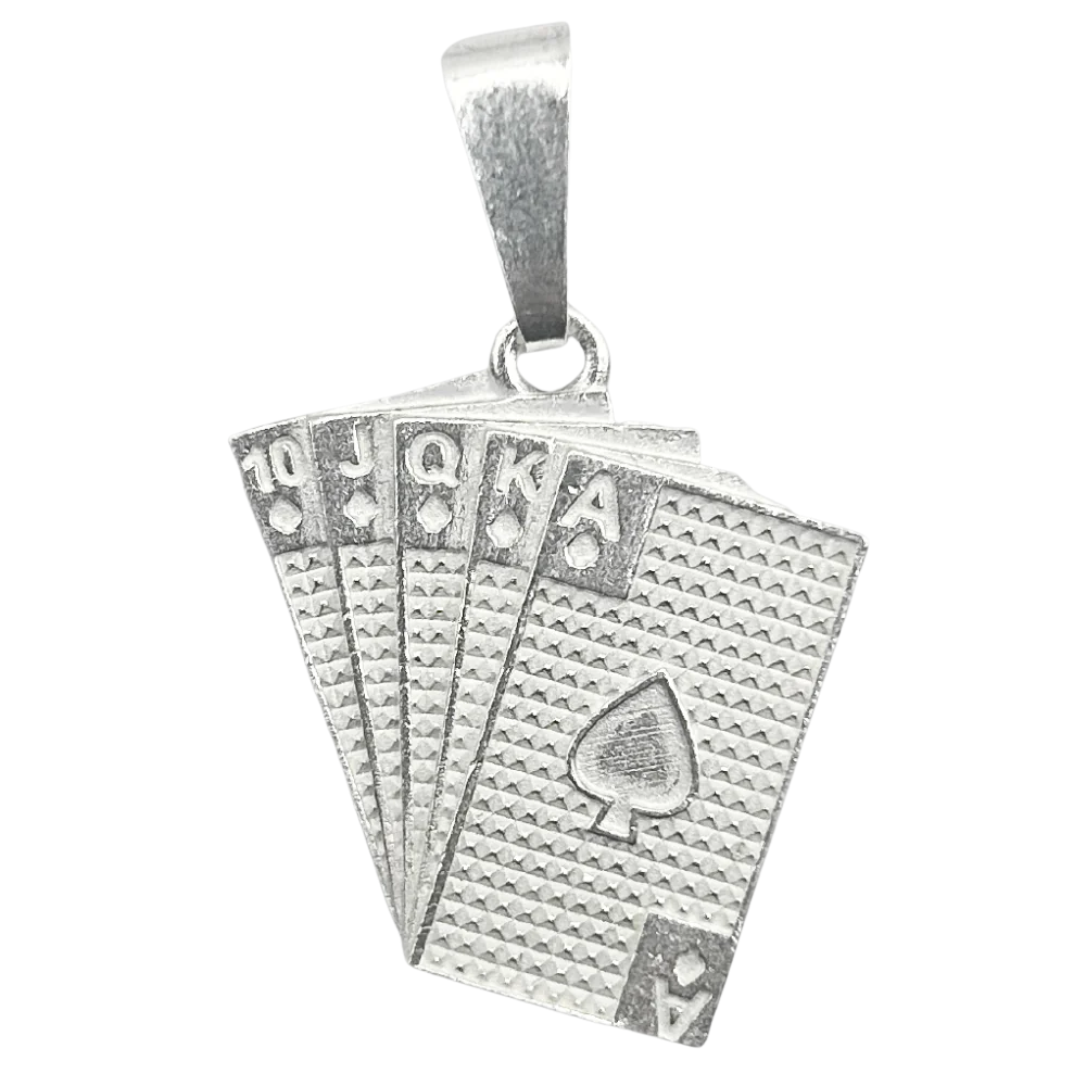 Zilveren speelkaarten hanger - 925 zilver -