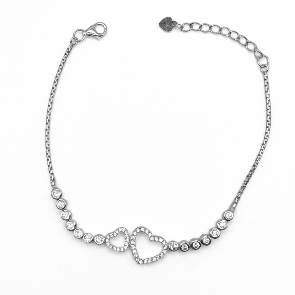 Zilveren hartjes armband - 925 zilver -