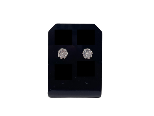 Silver round zirconia earrings