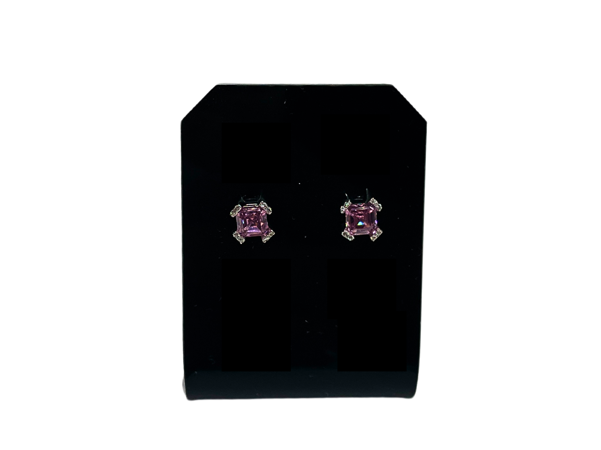 Zilveren roze zirkonia oorbellen - 925 zilver -