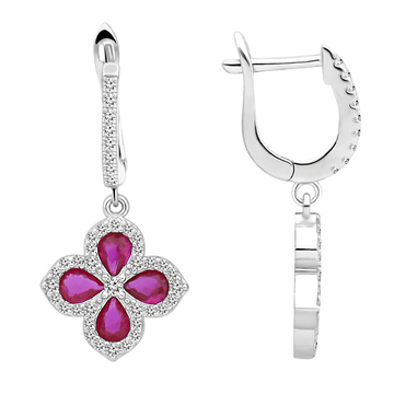 Zilveren roze klaver oorbellen - 925 zilver -