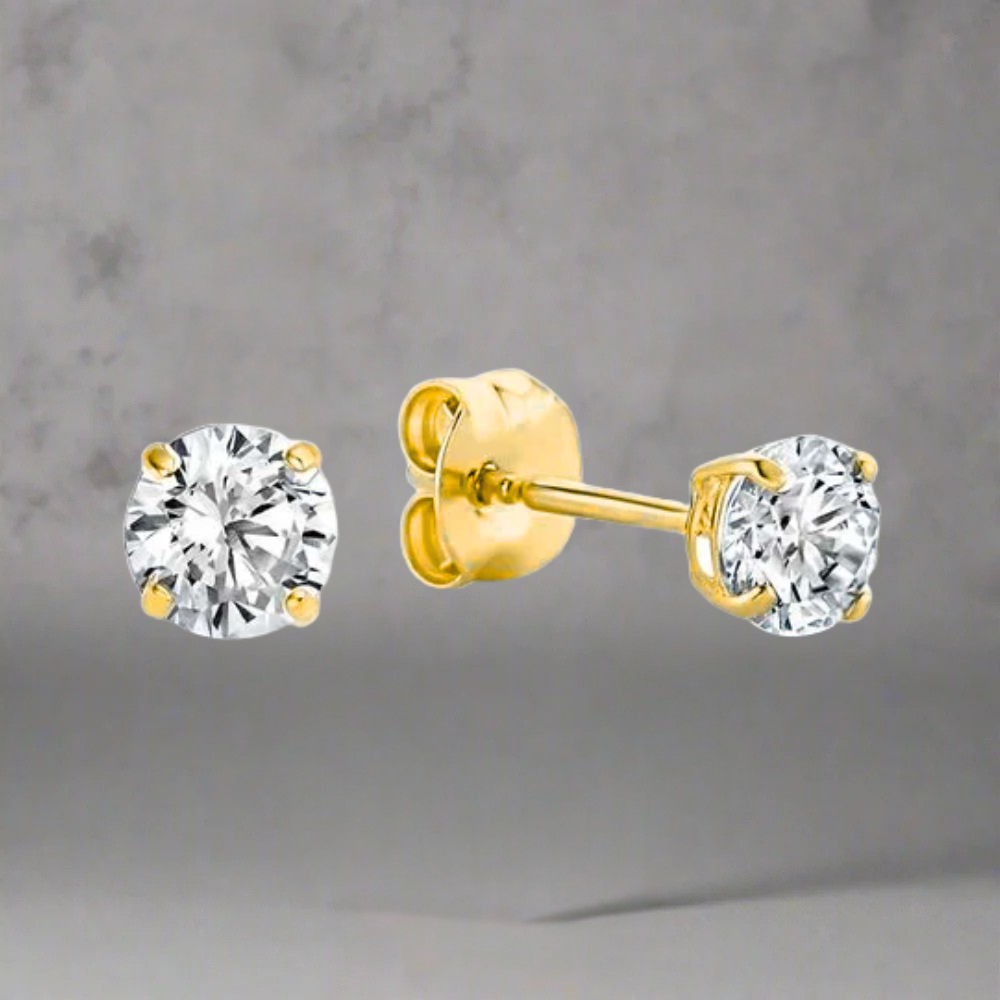 6 MM GOLDPATED MOISSANITE OORBEL - 925 ZILVER -