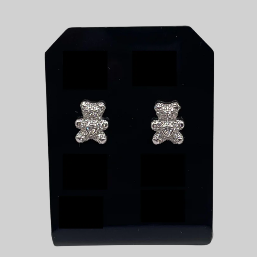 Silver teddy bear earrings