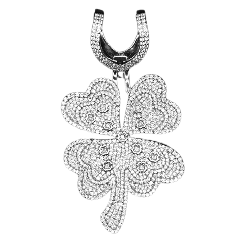 ICED OUT 'KLAVER' ROSÉ MOISSANITE DIAMANTEN HANGER VII- 925 ZILVER -