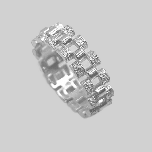 Silver link ring + DIAMOND CUT