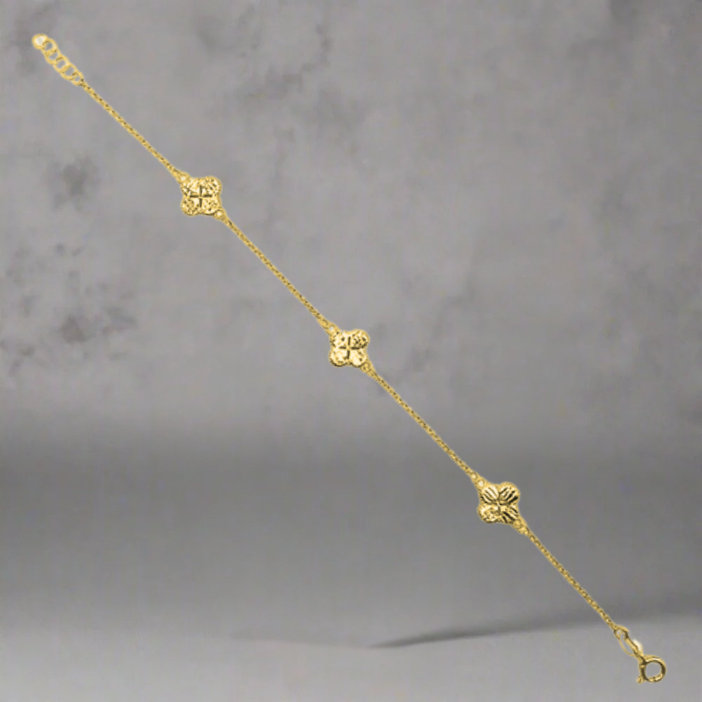 Zilveren gouden 3 klaver armband - 925 zilver -