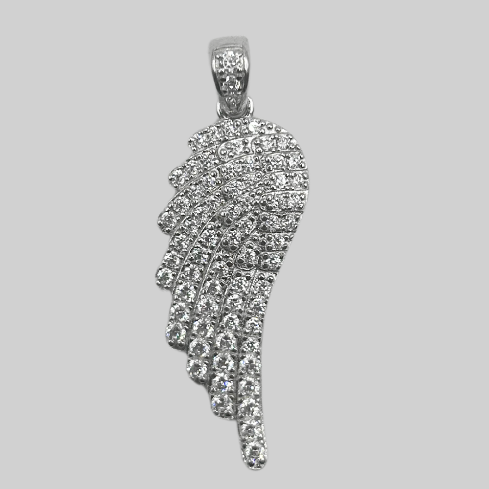Iced out engel vleugel hanger - 925 zilver -