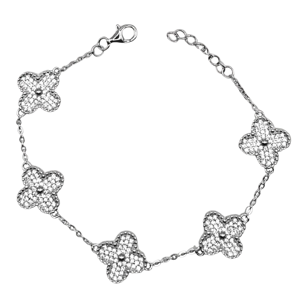 Zilveren witte klaver armbanden - 925 zilver -