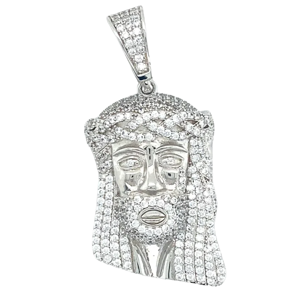 ZILVEREN ICED OUT JEZUS HANGER L - 925 ZILVER -