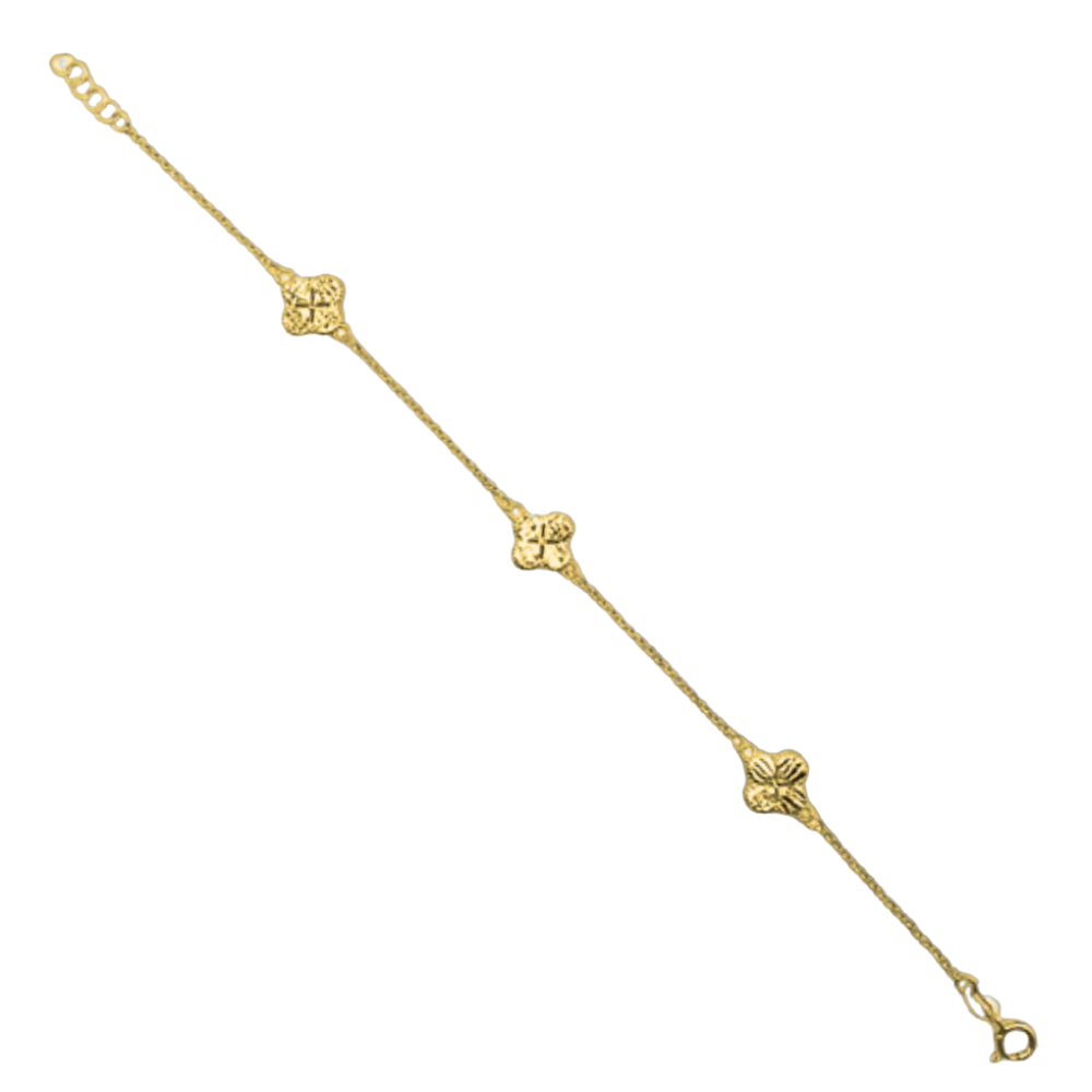 Zilveren gouden 3 klaver armband - 925 zilver -