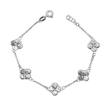 ZILVEREN 5 KLAVER ARMBAND - 925 ZILVER -