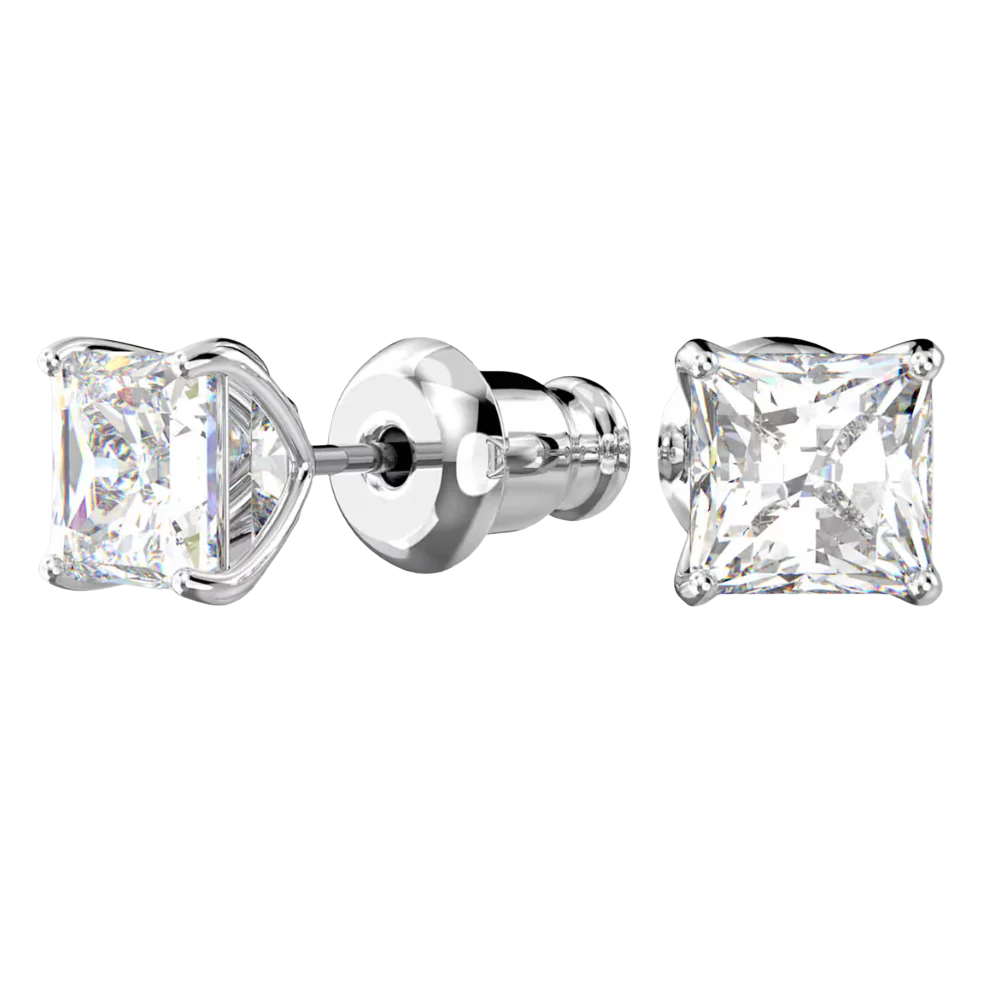 ZILVEREN VIERKANTE 'ZIRKONIA' OORBELLEN - 925 ZILVER