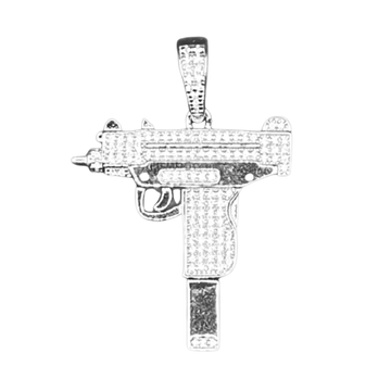 ZILVEREN UZI WAPEN HANGER - 925 ZILVER -