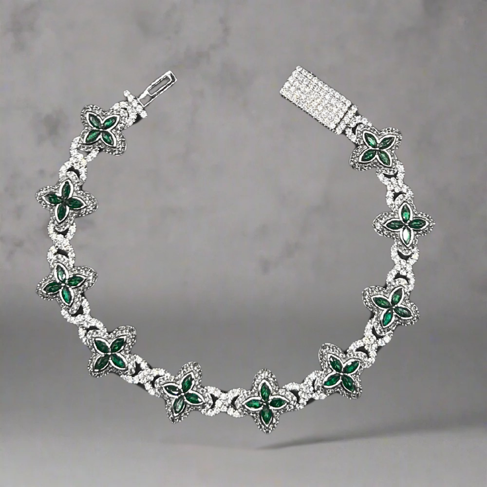 ICED OUT 'CLOVER BRACELET XII - 925 SILVER -
