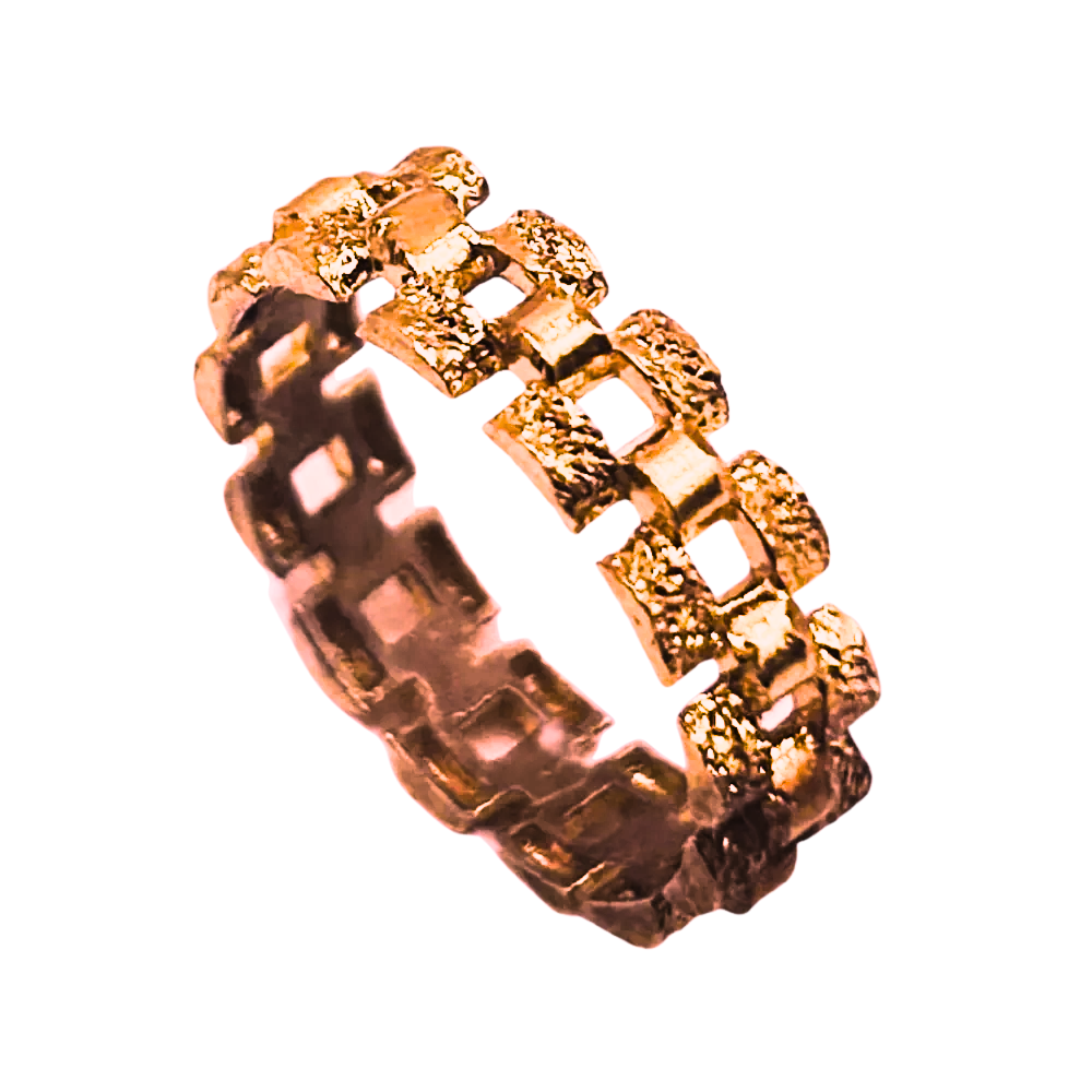ROSÉ GOLDPATED 'SCHAKEL' RING - 925 ZILVER -