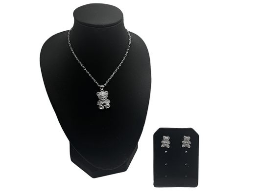 Silver teddy bear set