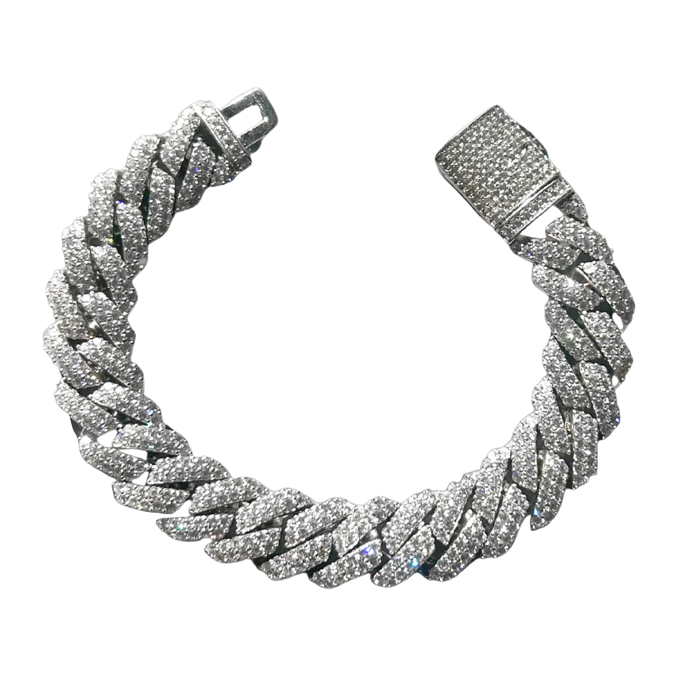 Zilveren Cuban armband iced out - 925 zilver -