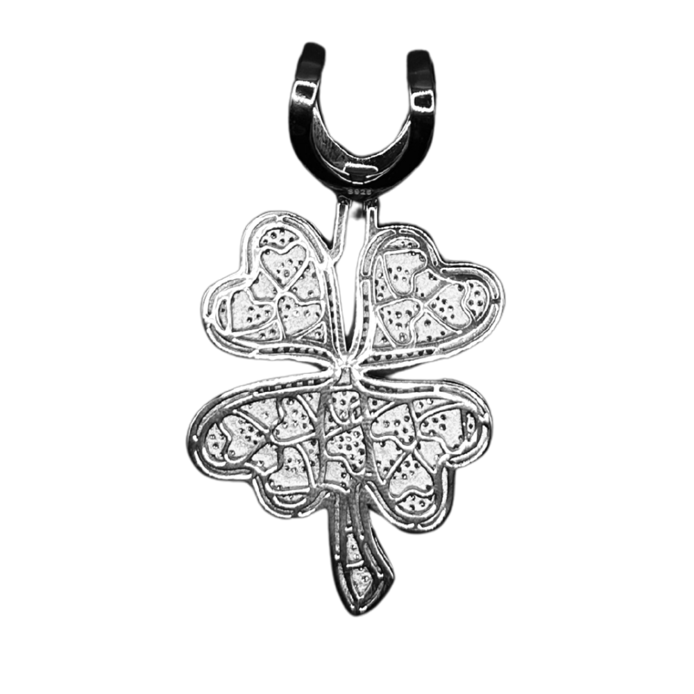 ICED OUT 'KLAVER' ROSÉ MOISSANITE DIAMANTEN HANGER VII- 925 ZILVER -