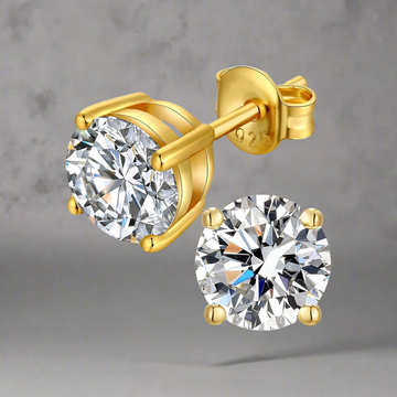 ZILVEREN GOLDPATED ZIRKONIA OORBELLEN - 925 ZILVER -