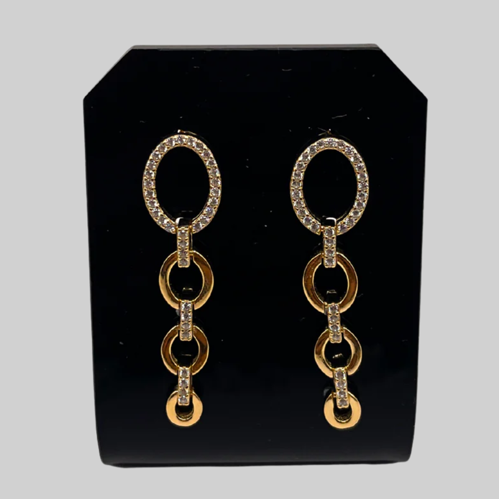 Zilveren gouden ovale oorbellen - 925 zilver -