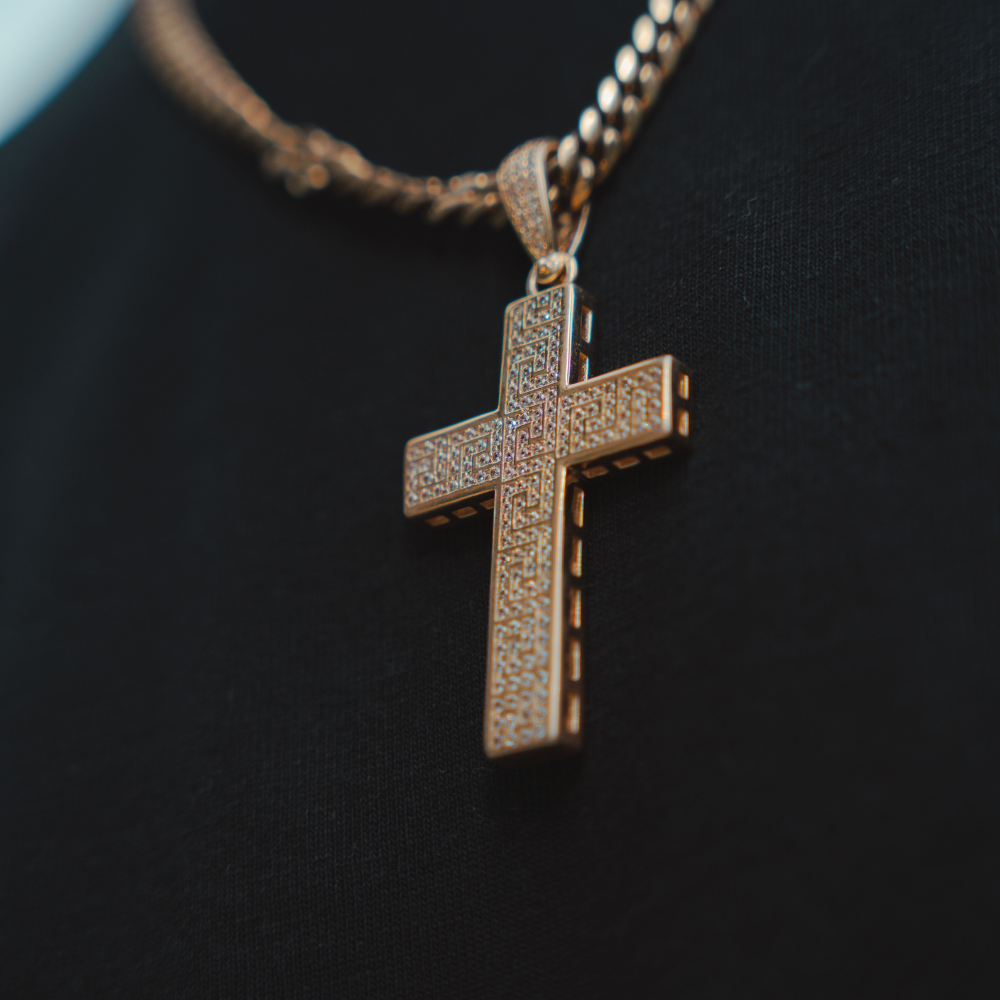 Silver gold colored cross pendant