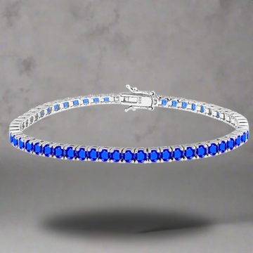 4 MM BLAUWE TENNIS ARMBAND - 925 ZILVER -