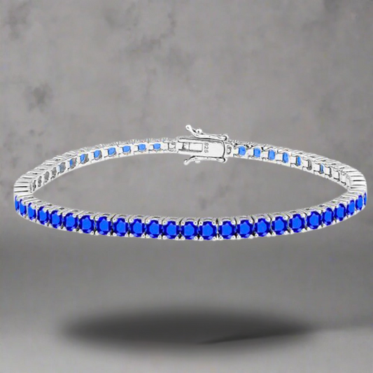 4 MM blauwe tennis armband - 925 zilver -