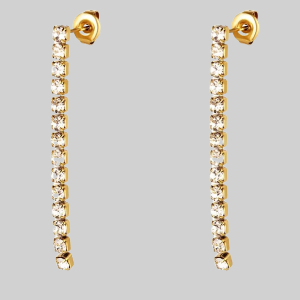 Silver gold tennis earrings