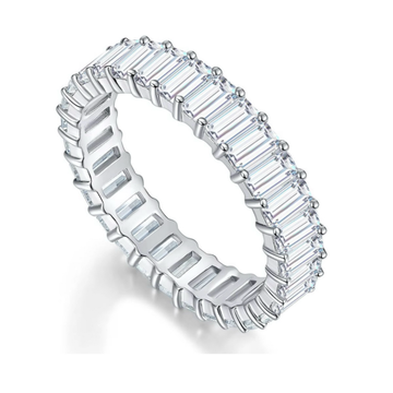 ZILVEREN 'ETERNITY'  MOISSANITE  DIAMONDS BAGUETTE RING - 925 ZILVER -