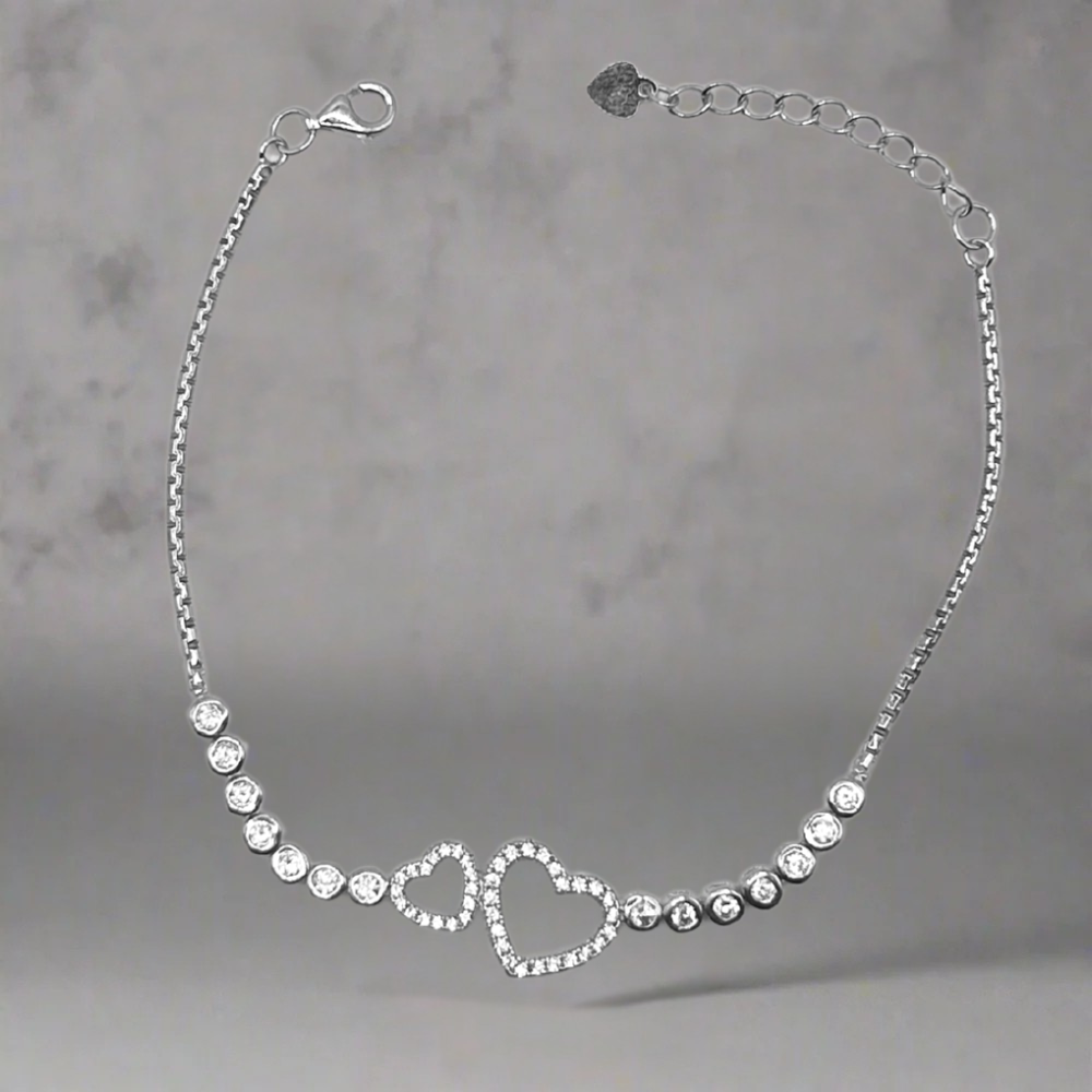 Zilveren hartjes armband - 925 zilver -