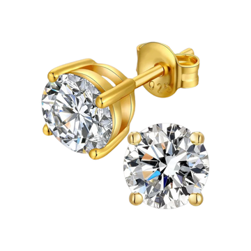 ZILVEREN GOLDPATED ZIRKONIA OORBELLEN - 925 ZILVER -