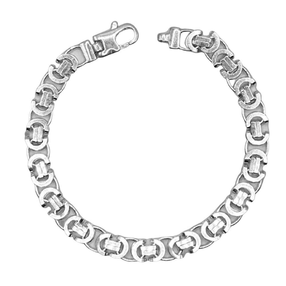 ZILVEREN PLATTE KONING ARMBAND - 925 ZILVER -