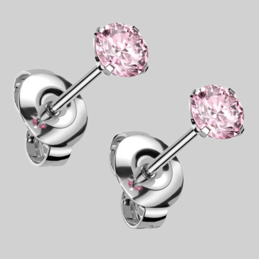 Zilveren roze zirkonia oorbellen - 925 zilver -
