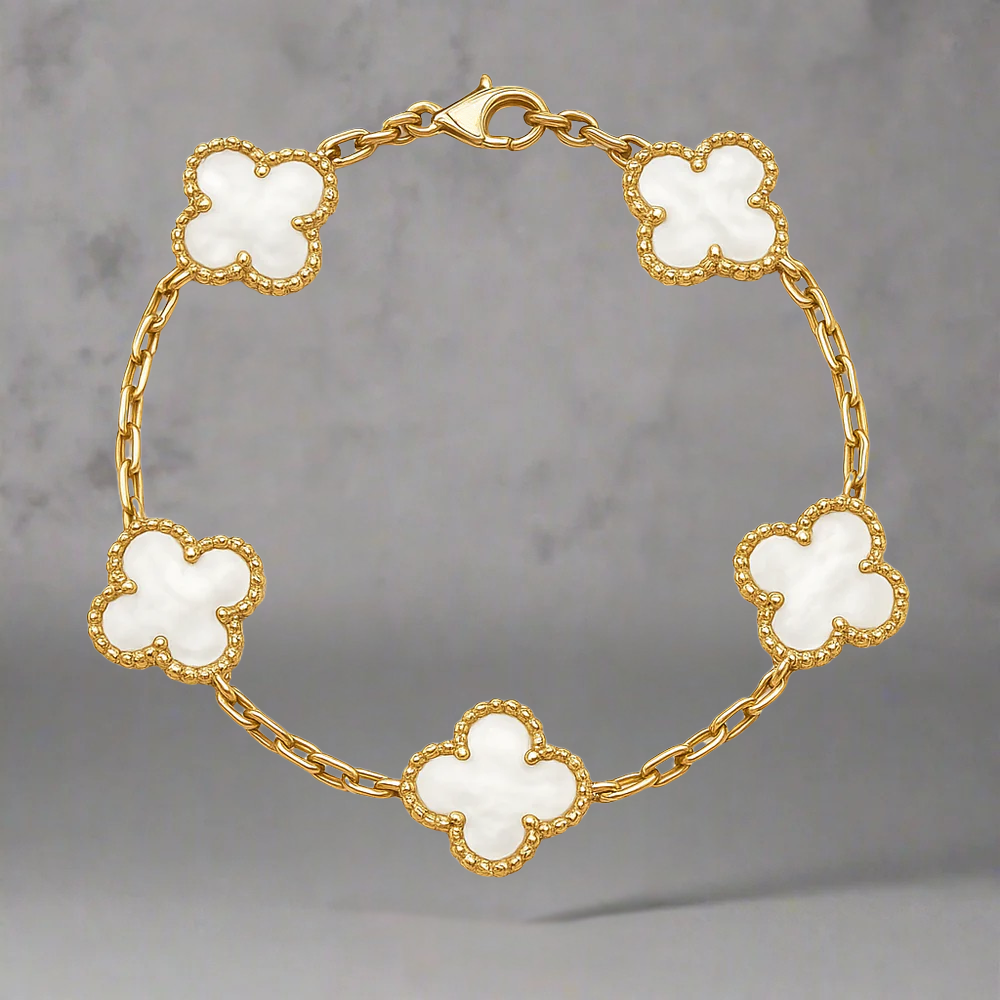 ZILVEREN 18KRT GOLDPATED KLAVER ARMBANDEN - 925 ZILVER -