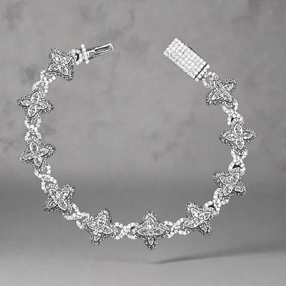 ICED OUT 'CLOVER BRACELET XII - 925 SILVER -