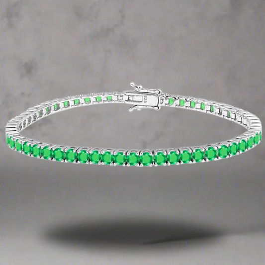 4 MM groene tennis armband - 925 zilver -
