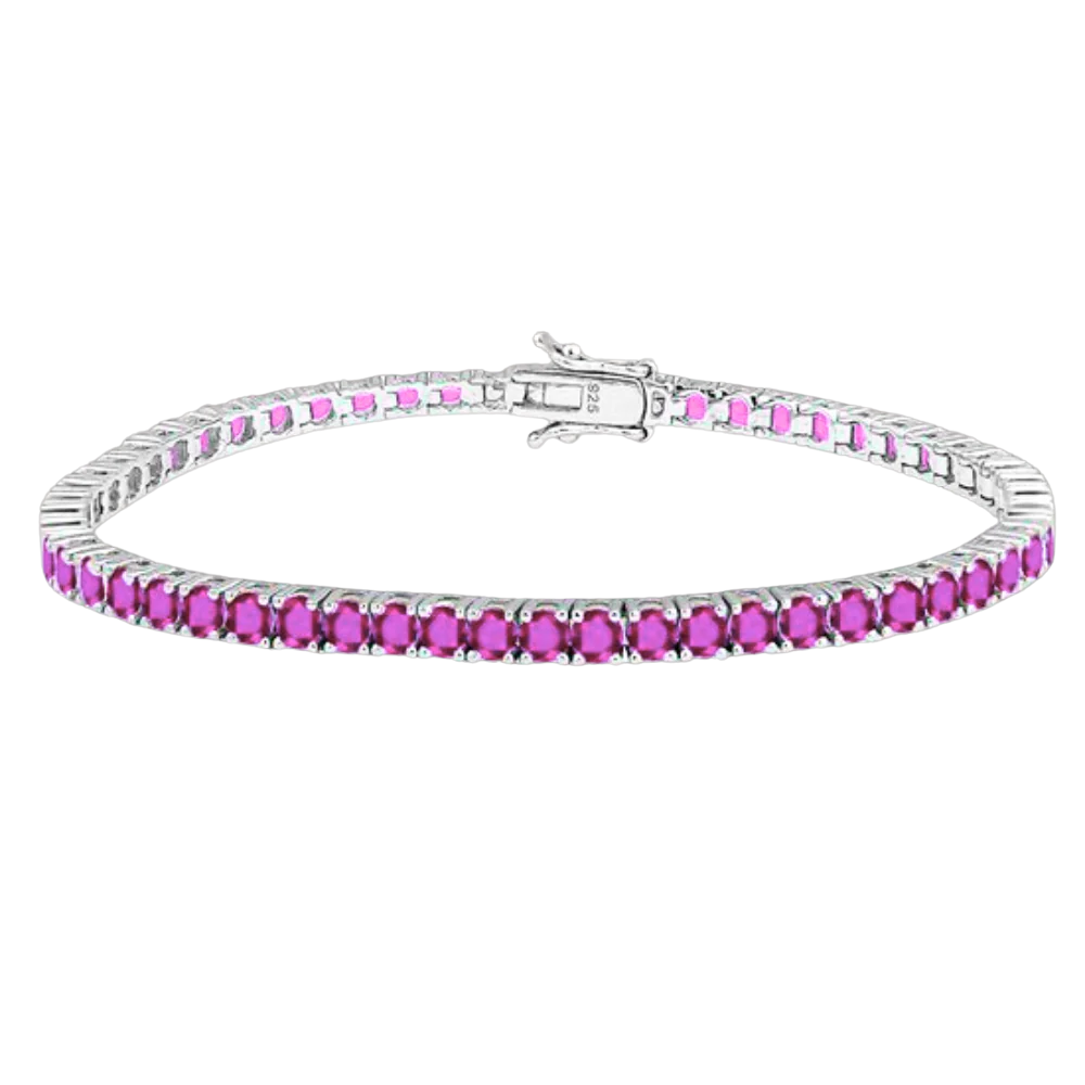 ZILVEREN LICHTROZE 'TENNIS' ARMBAND - 925 ZILVER -
