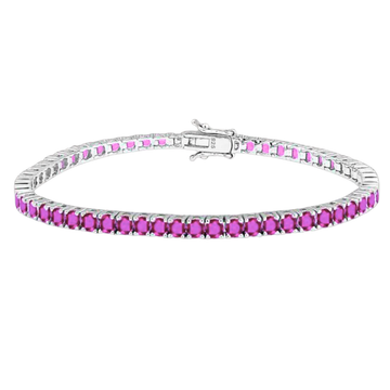 ZILVEREN LICHTROZE 'TENNIS' ARMBAND - 925 ZILVER -