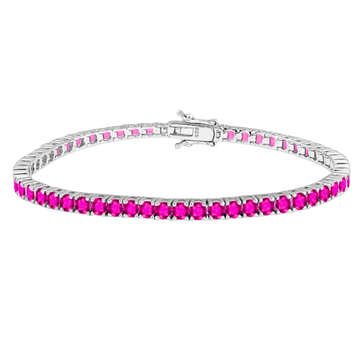 ZILVEREN ROZE 'TENNIS' ARMBAND - 925 ZILVER -